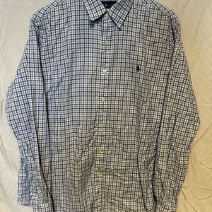 Polo Ralph Lauren Navy and White Plaid Men's Shirt